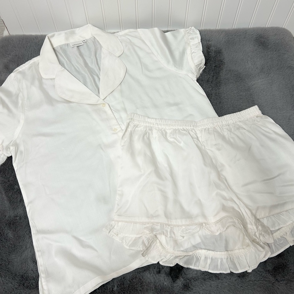 Mark & Graham ruffle sateen pajamas pj medium